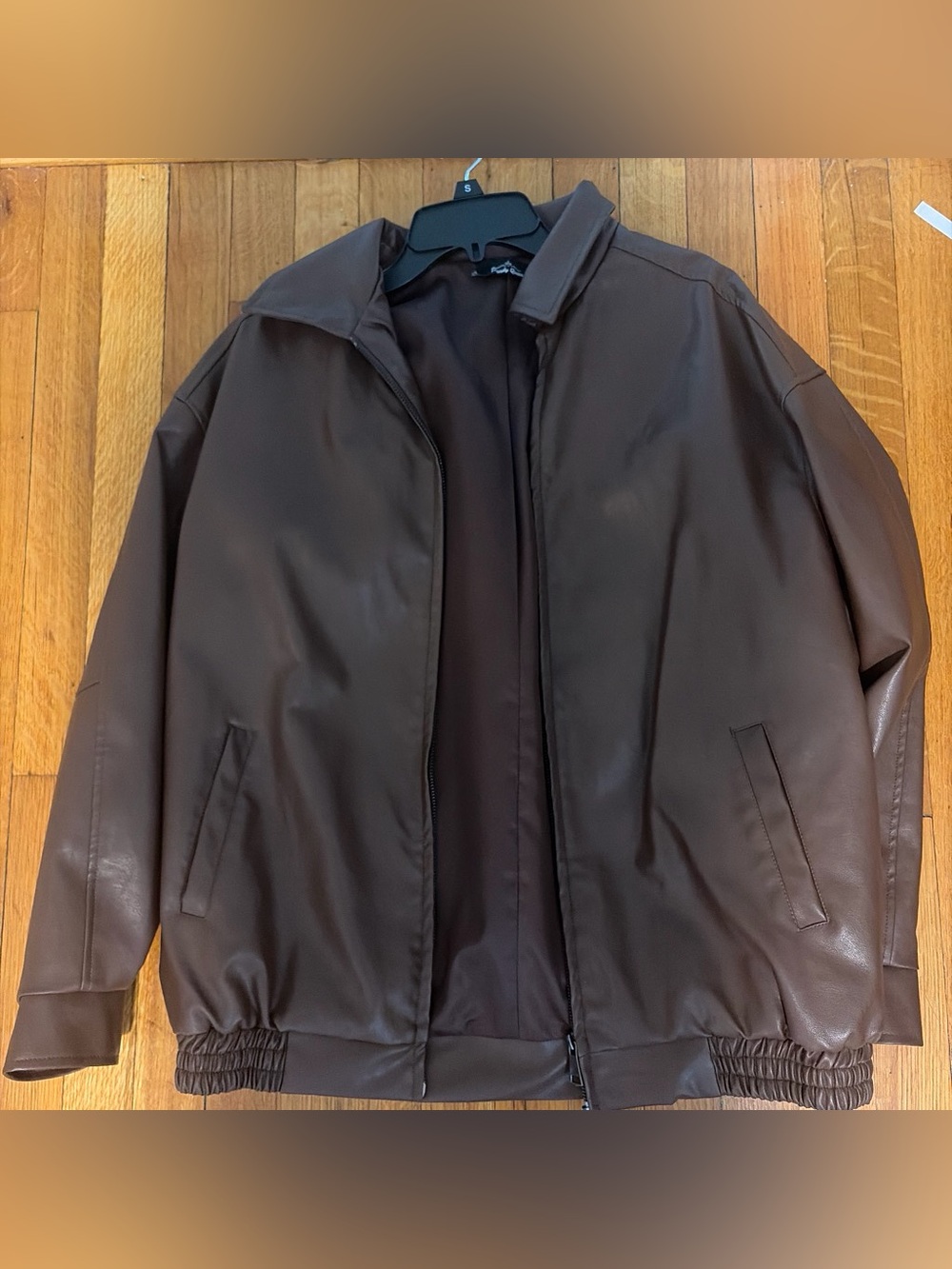 Oversized Brown Leather Jacket